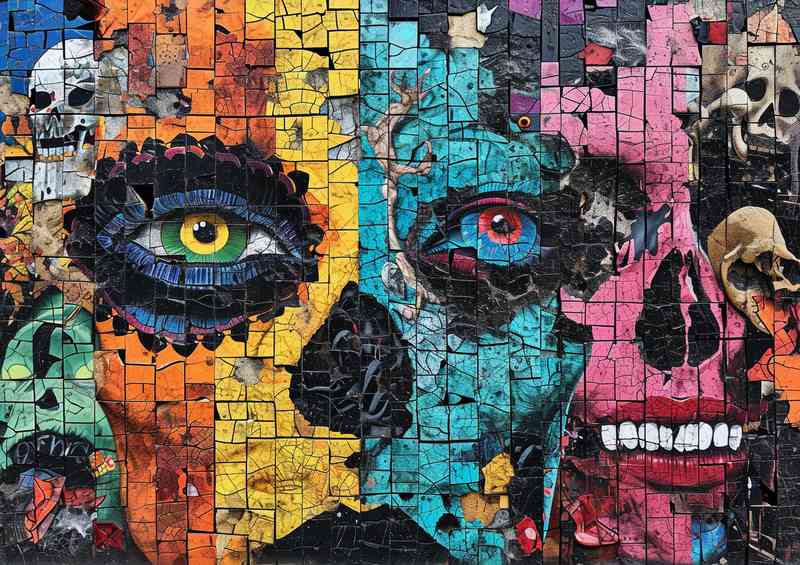 Painted style faces day of the dead | Di-Bond