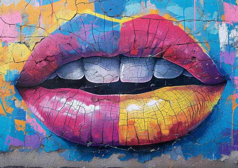 Painting style lips of colourful wall | Di-Bond