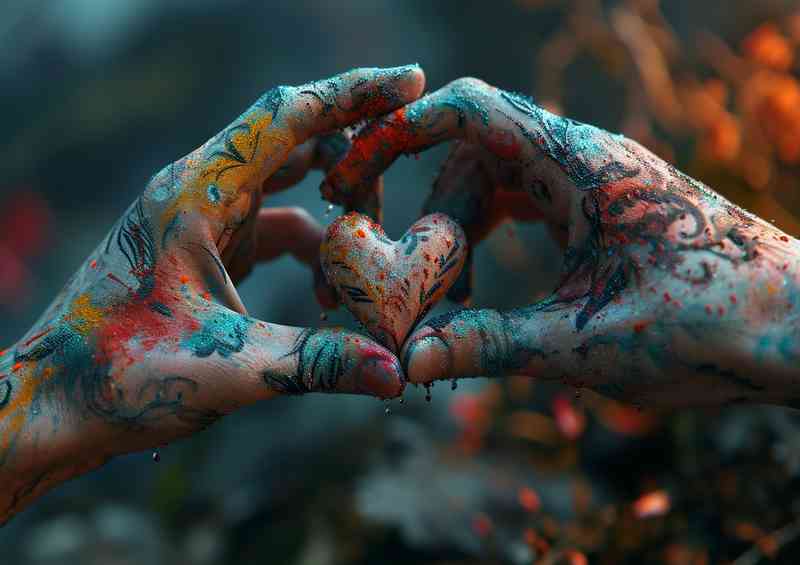 Tattooed love hands | Metal Poster