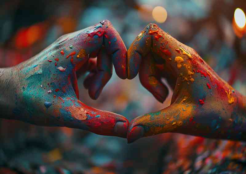 Two people in a colorful heart hand | Di-Bond
