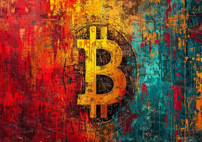 wall graffiti bit coins | Di-Bond