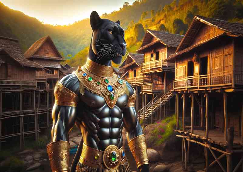 Panther warrior stands majestically | Canvas