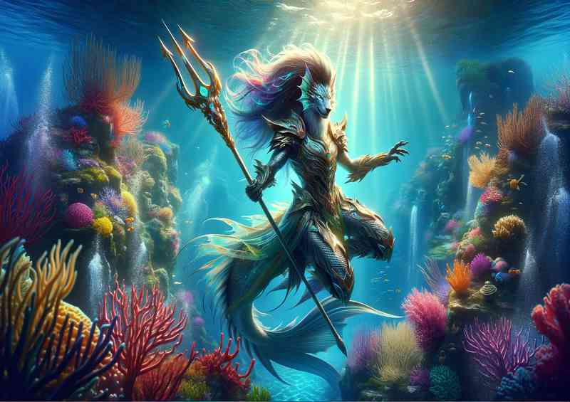 Warrior animal sleek and powerful mermaid warrior | Canvas