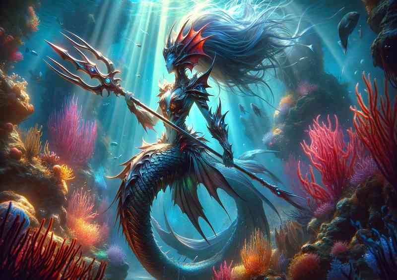sleek and powerful mermaid warrior | Canvas
