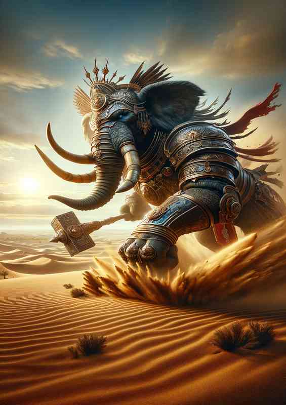 An intense action scene mighty elephant going to battle | Canvas