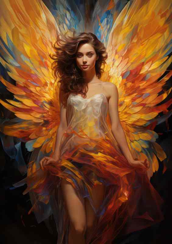 Woman has the wings of an angel with amazing coloured wings | Poster