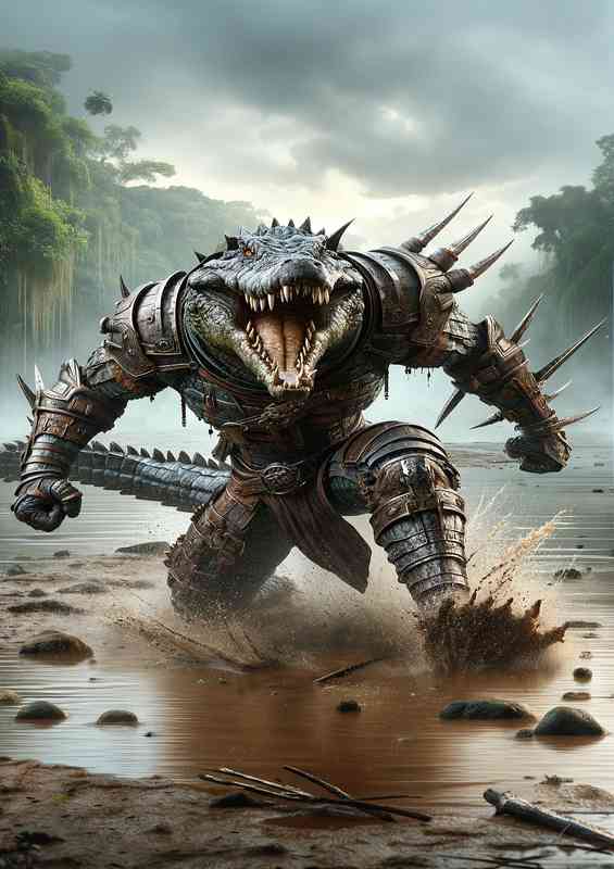 Animal in an intense action pose a formidable crocodile | Di-Bond