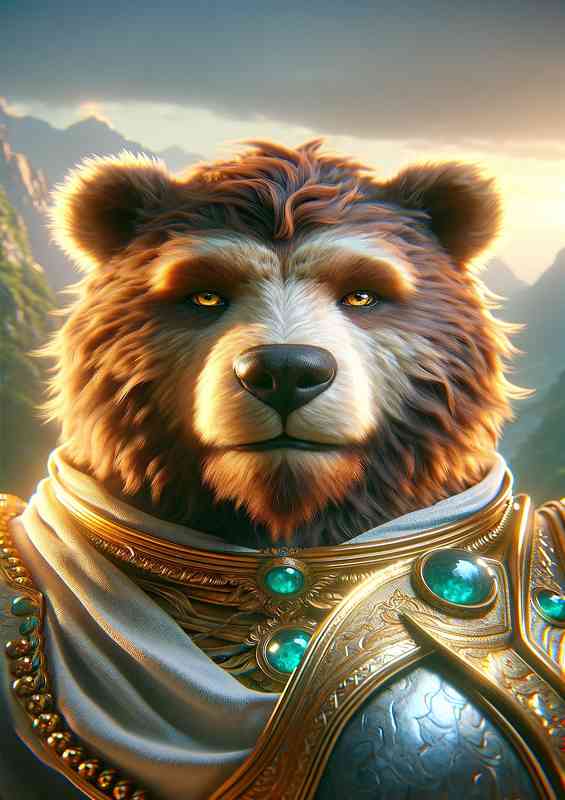 Bear warriors face capturing the calm yet powerful gaze | Metal Poster