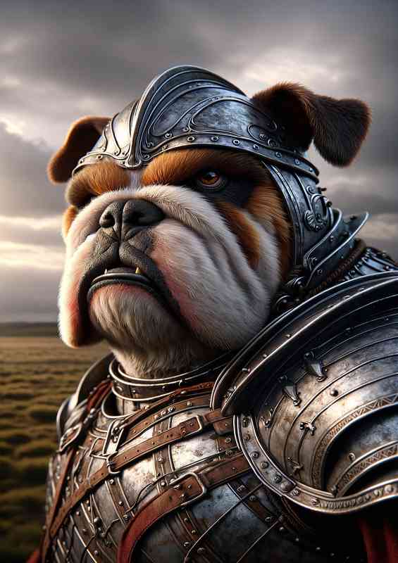 British bulldog warrior showcasing the detailed features of his face | Di-Bond