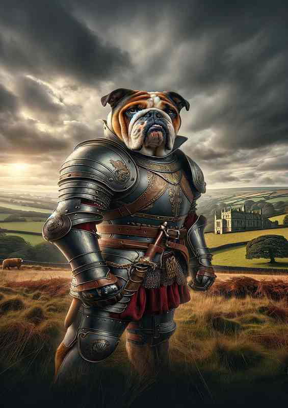 British bulldog warrior standing with a stoic posture | Di-Bond