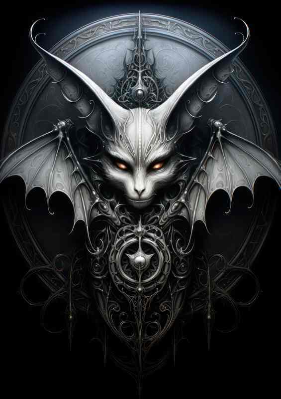 the black and white bat and yellow eyes | Di-Bond