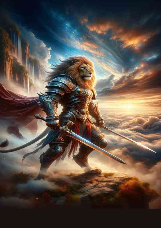 Fantastic composition a majestic lion battle ready | Poster