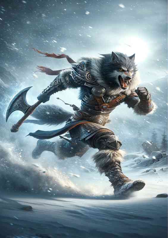 High action pose wolf in full battle mode | Poster