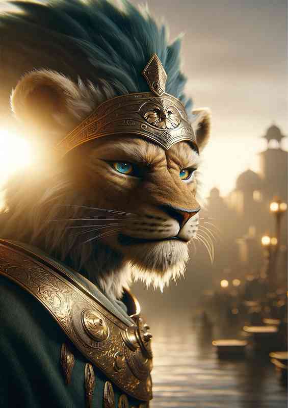 Lion warriors face emphasizing the regal expression | Canvas