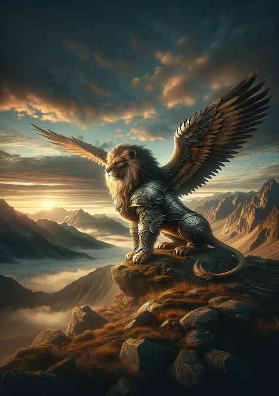 Noble griffin with the body of a lion | Metal Poster