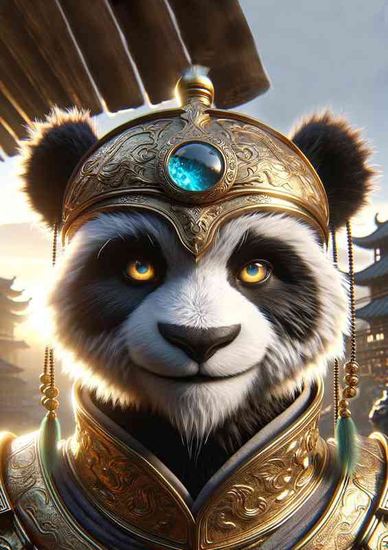 Panda warrior highlighting the expressive face | Di-Bond