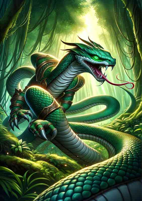 Snake warrior coiled and ready for battle | Canvas