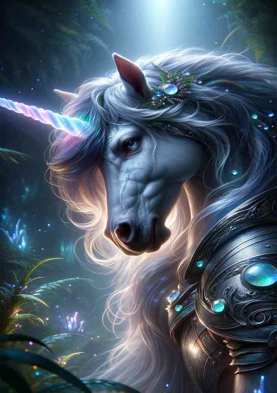 Unicorn warrior focusing on the mystical features | Canvas