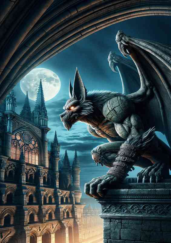Warrior animal Envision a stoic gargoyle | Metal Poster