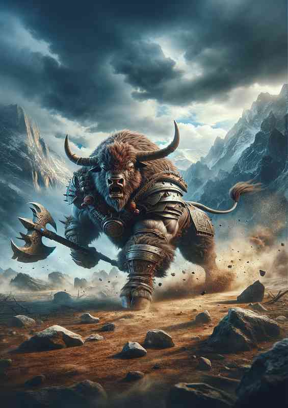 Warrior animal a fierce bison | Canvas