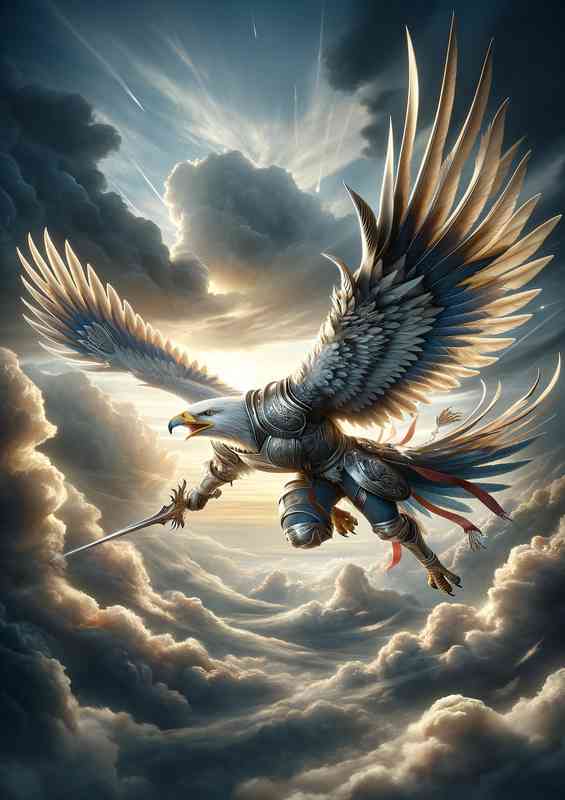 Warrior animal in a dynamic action pose a majestic eagle | Poster