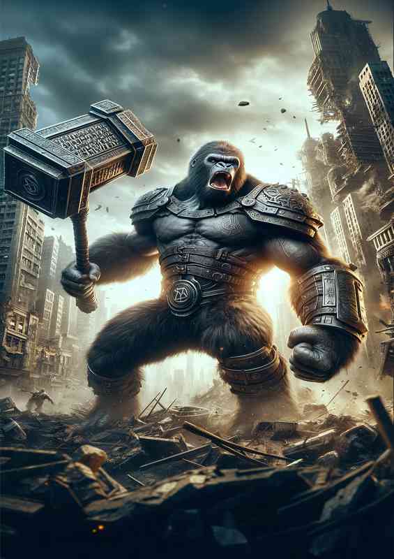 Warrior animal in a dynamic action scene Envision a powerful gorilla | Canvas