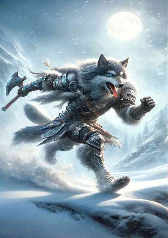 Warrior animal in a high action pose wolf | Di-Bond