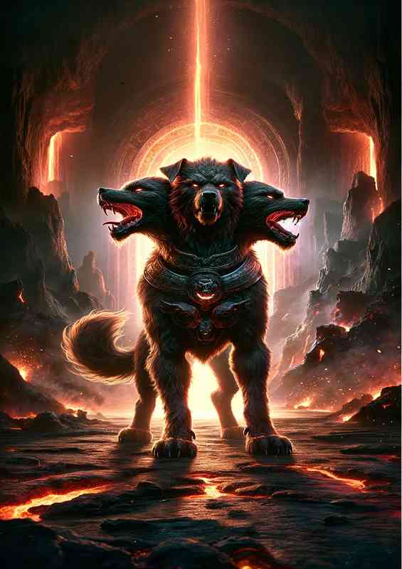 Warrior animal powerful Cerberus the mythical three | Canvas