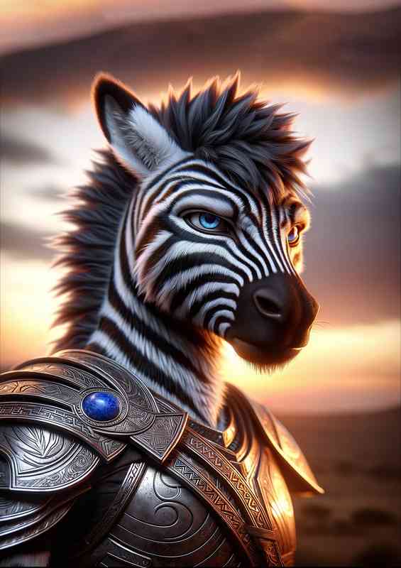 Zebra warrior showcasing his black and white stripes | Poster