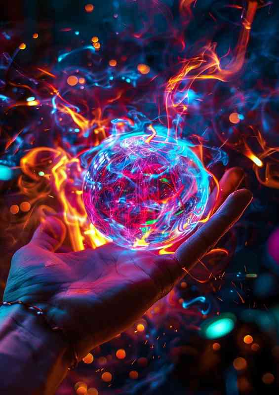 Colorful fireball in the hand | Canvas