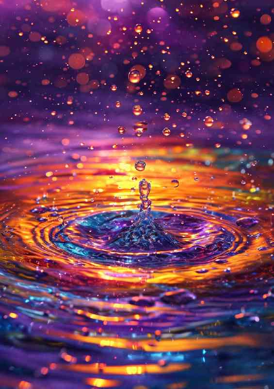 Colourful water splash purples oranges | Canvas