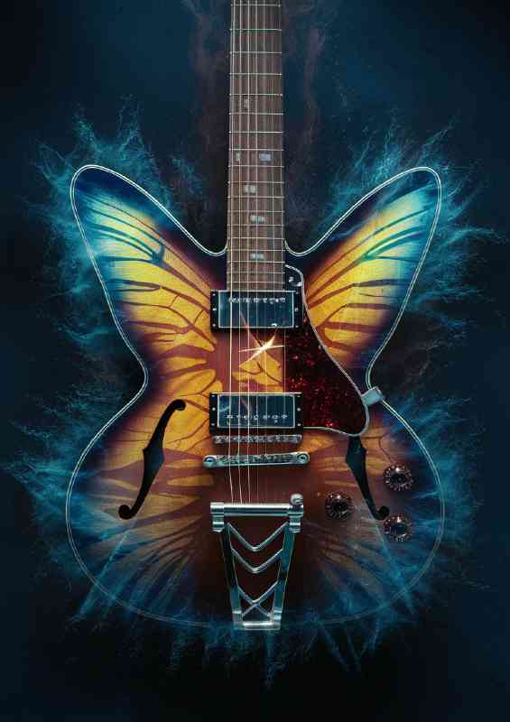 High quality Guitar in stunning blues | Canvas