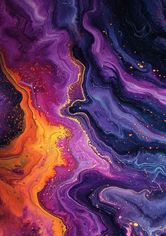 Liquid water colours purples and oranges | Canvas