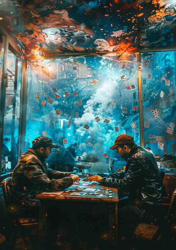 Men playing a game of cards | Poster