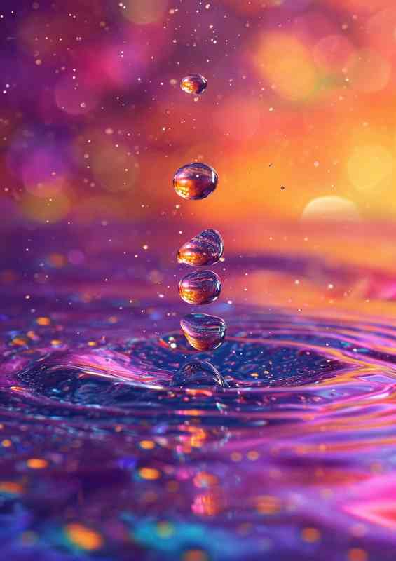 Water drops splashes on a colorful surface | Di-Bond