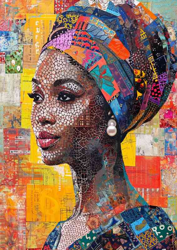 A painting style of a woman with pearl earing | Di-Bond