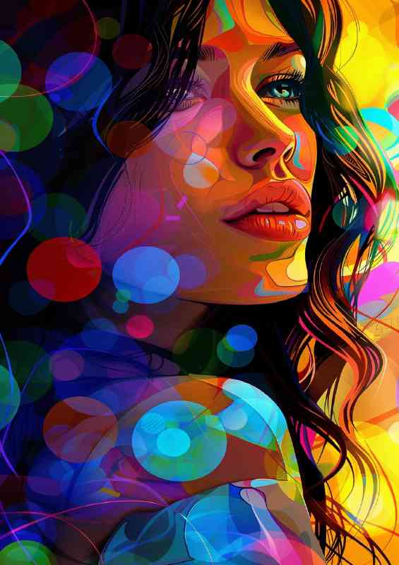 Beautiful woman circles colorful | Canvas