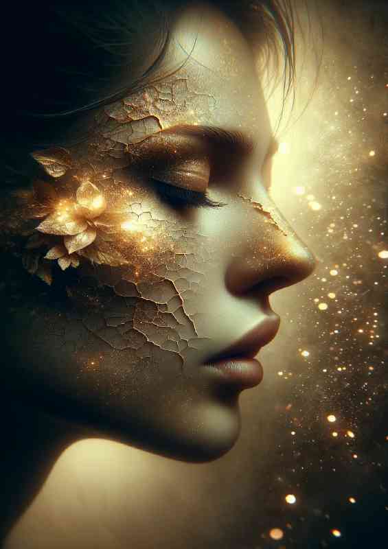 Delicate light and shadow across a womans face | Metal Poster