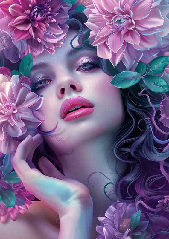 Elegant woman with flowing hair | Canvas