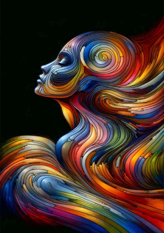 Figure composed of abstract shapes and vivid colors | Canvas