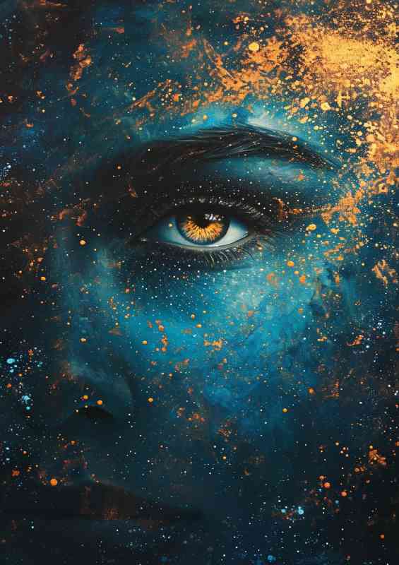 Galaxy abstract face in blue | Canvas