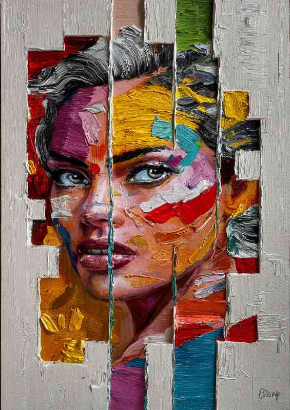 Lady abstract multi coloured face | Canvas