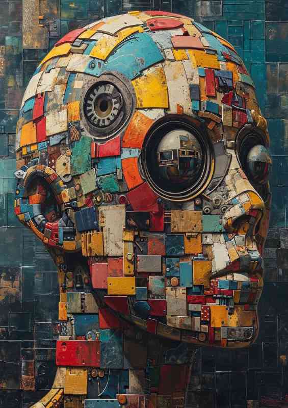 Mechanical head painting style | Metal Poster