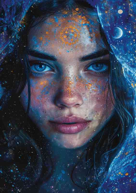Painting of a womanwith mystical sky | Poster