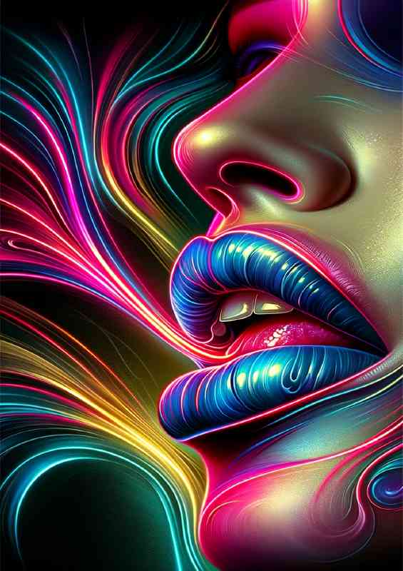 Vibrant essence of neon lips | Canvas
