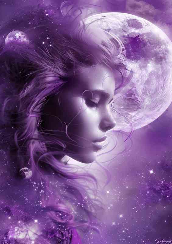 Woman with a planet and space | Canvas