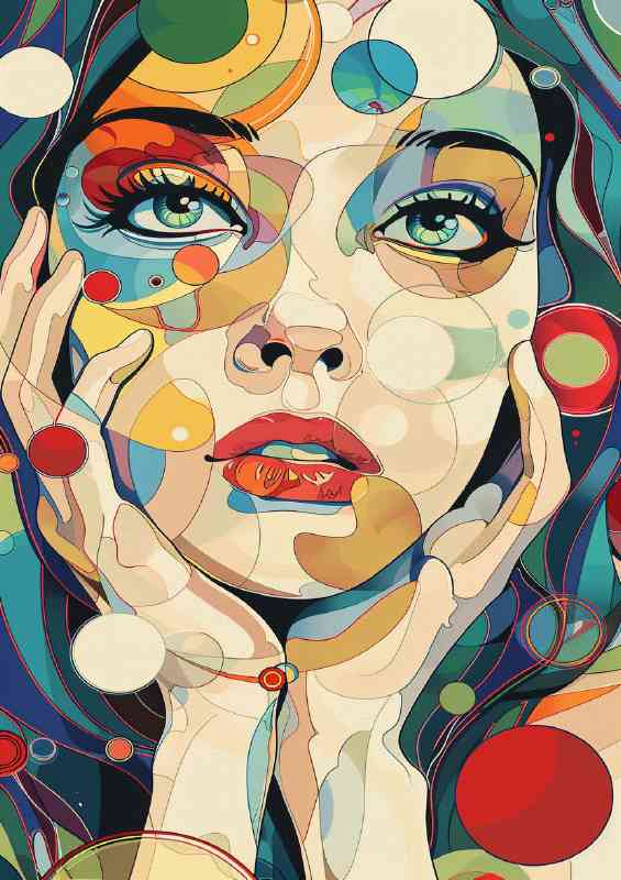 Woman with colorful circles | Di-Bond