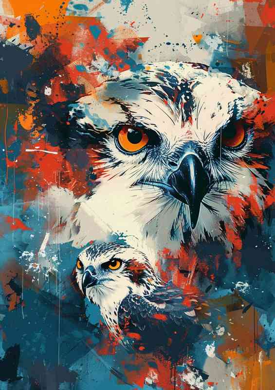 A Pair of Osprays in abstract art | Metal Poster