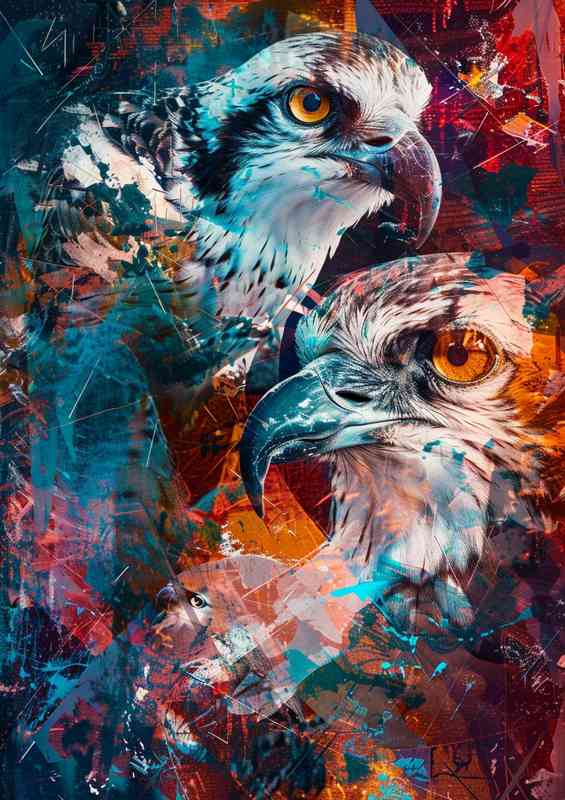 A Pair og birds in abstract art | Di-Bond