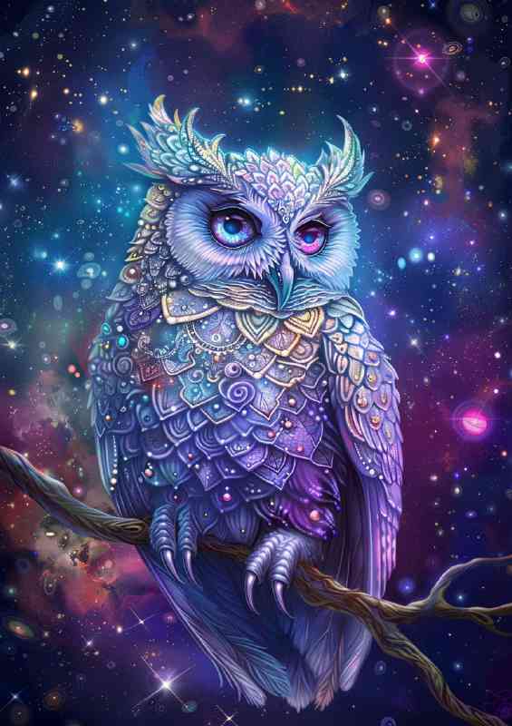 A stunning beautiful owl with colours | Di-Bond